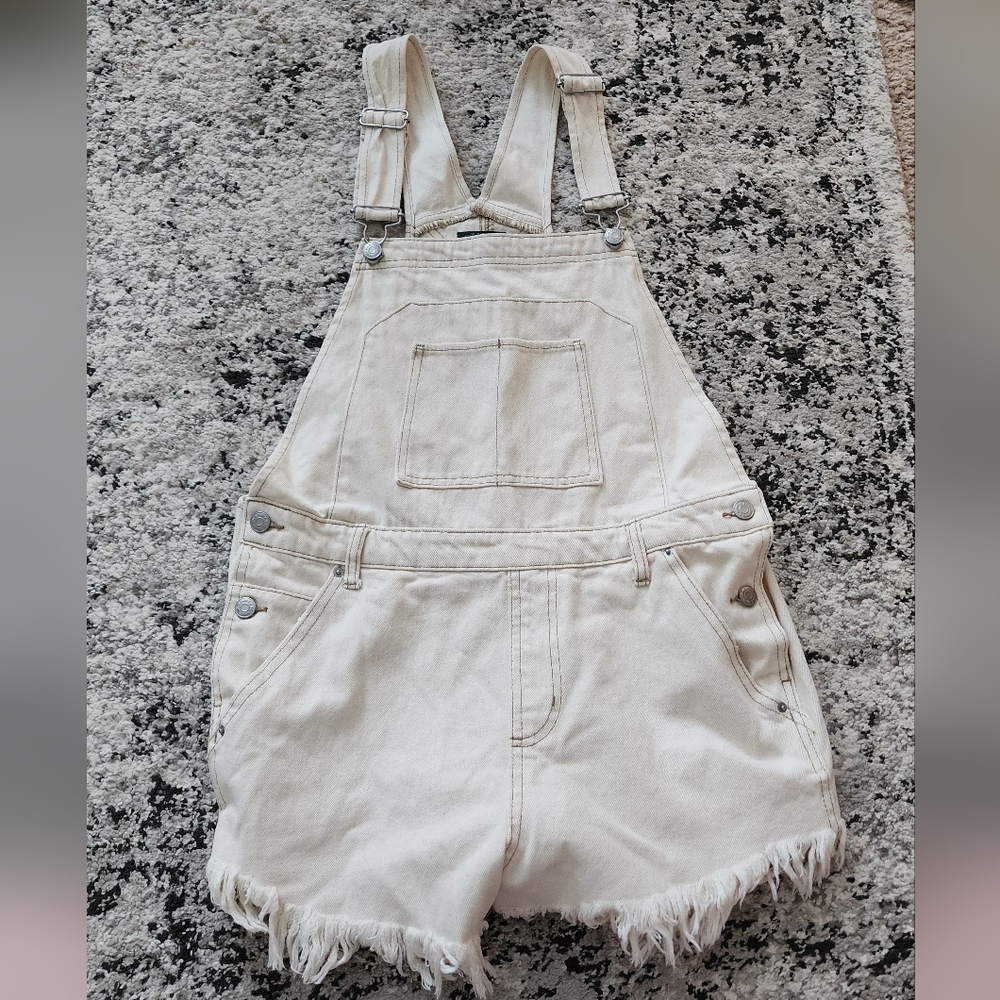 Wild Fable Cream Jumpsuit with Ruffled Details